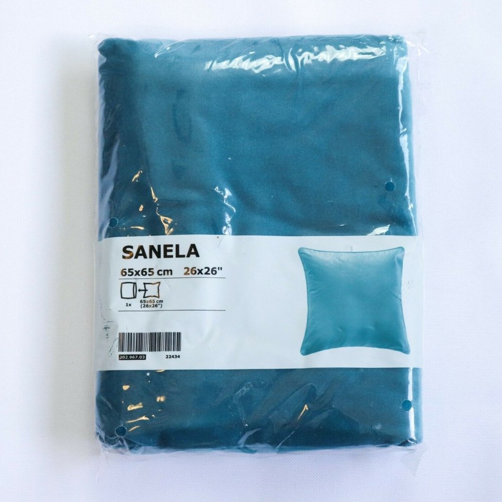 NEW IKEA Sanela 26x26 Teal-Blue Velvet Pillow Cover, discontinued color
